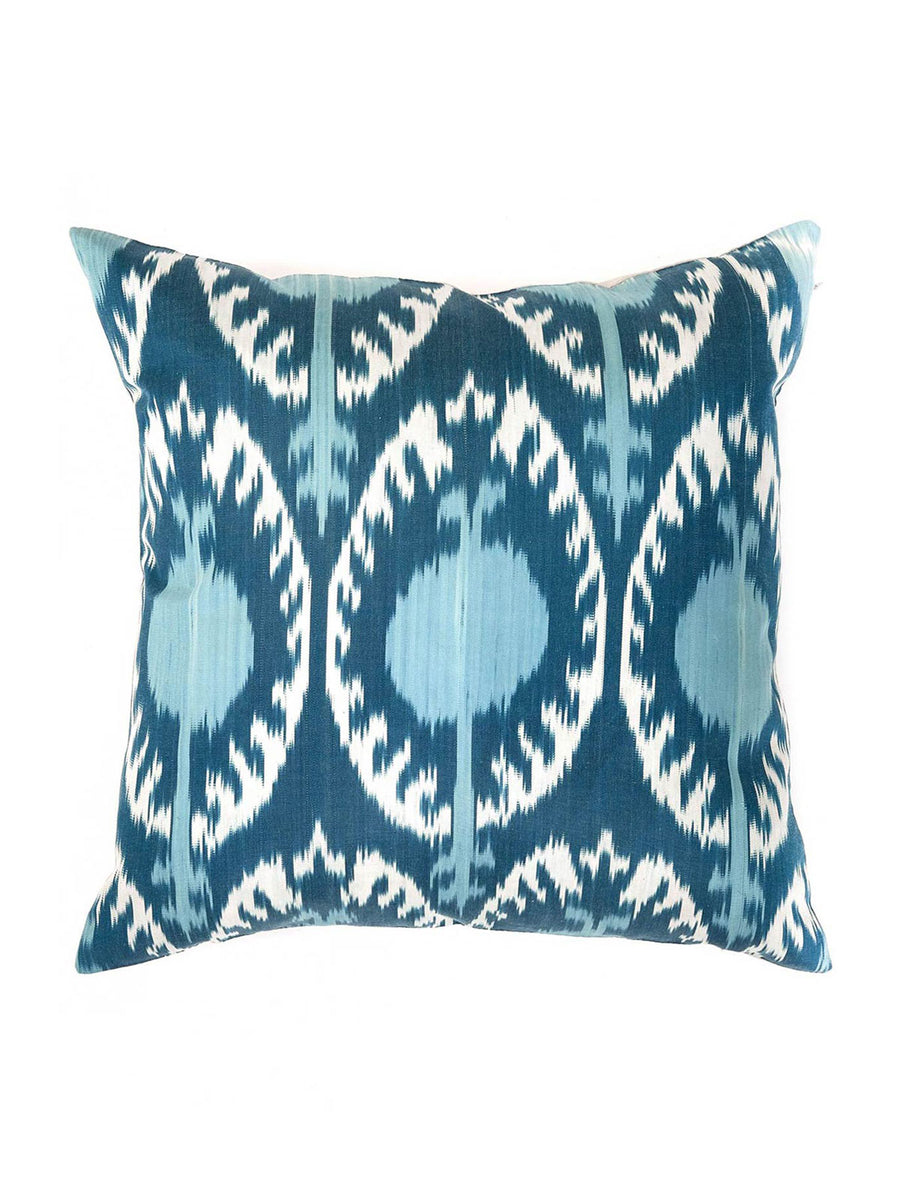 Daisy Silk Ikat Cushion Sea