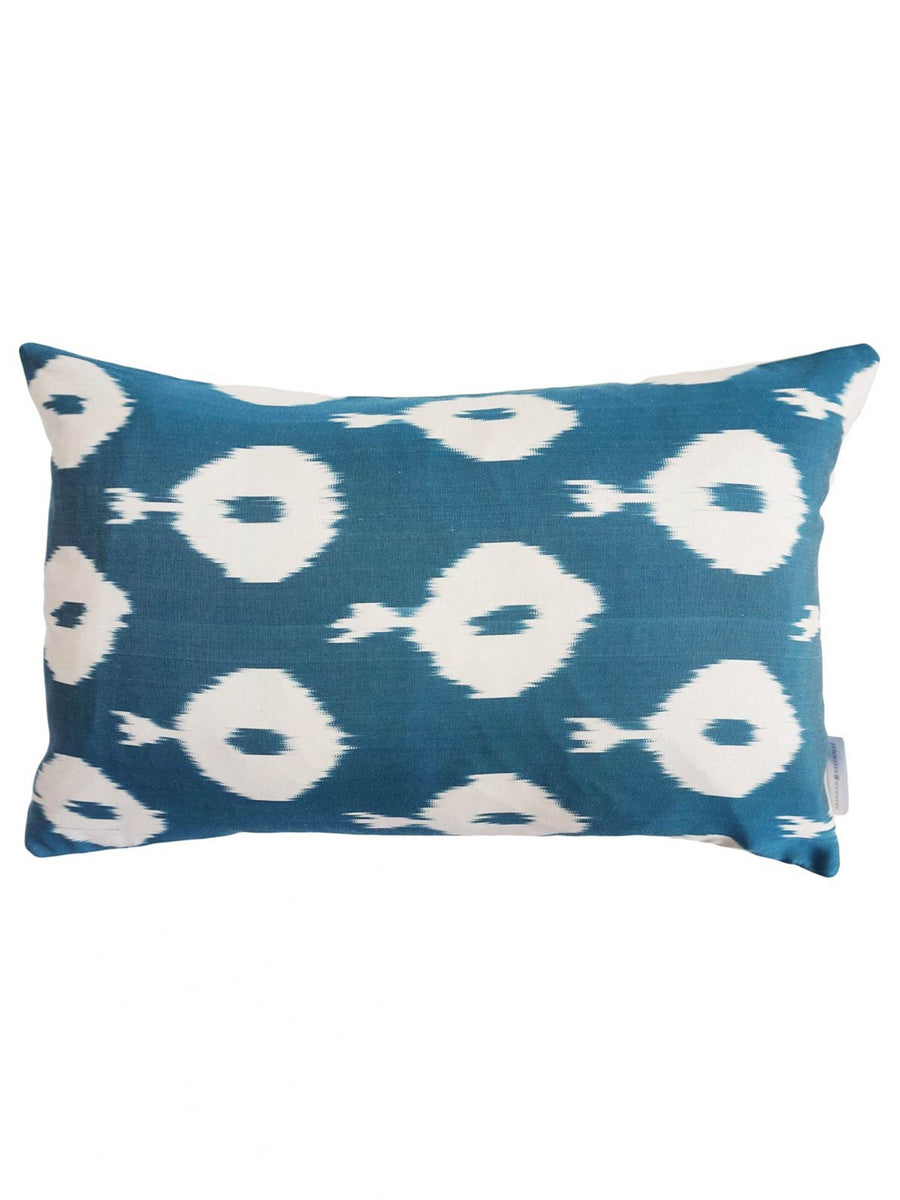 Fleur Silk Ikat Cushion Sea